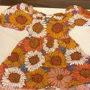 O'Neill Sunflower Print Dress - Orange and White